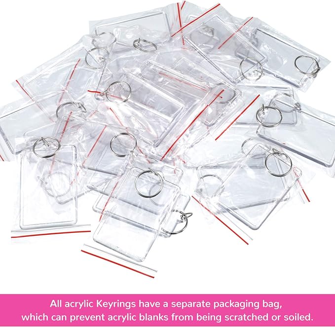 Yaomiao Acrylic Photo Frame Keychain Holder Photo Picture Insert Blank Keyring for DIY Craft