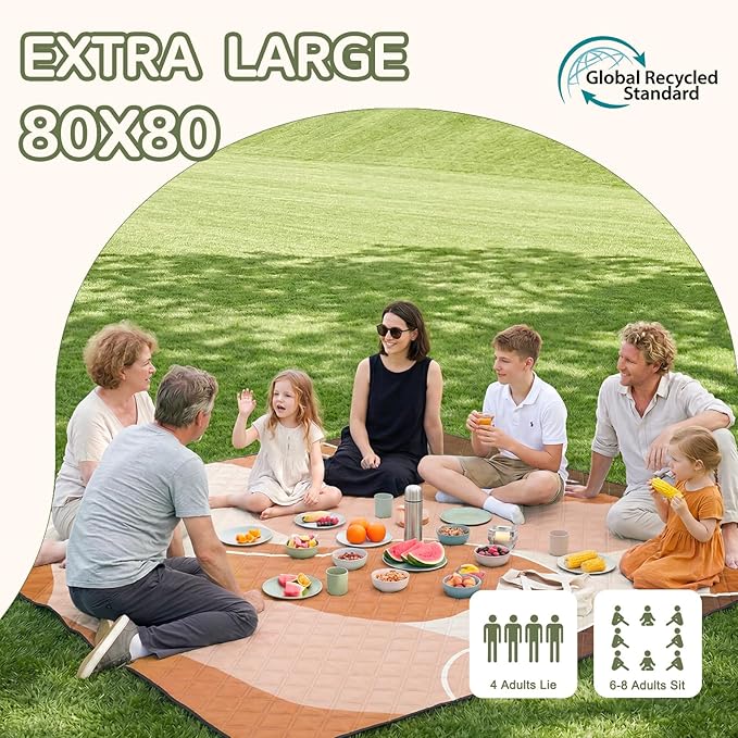 Genovega Waterproof Sandproof Beach Blanket Picnic Outdoor Camp Mat Rug Towel Family Trip Essentials Summer Vacation Must Have Travel Accessories Lake Day Stuff Thing Need Gear Gift Item Gadget