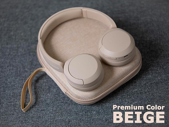 Ginsco Case Compatible with JBL Tune 510BT/520BT/500BT with Sony WH-CH520/510, Ultra-Slim Hard Shell Headphone Case for On Ear Headphones (Beige)