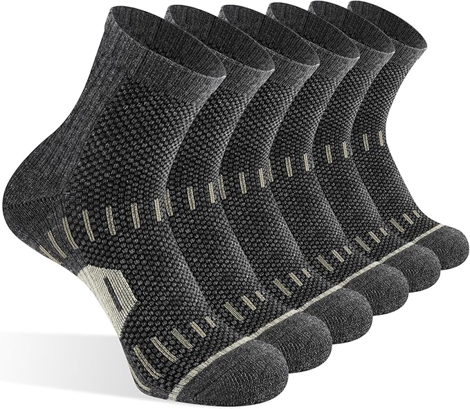 Copper Ankle Compression Socks for Men and Women(6 pairs), Breathable Arch Support Short Running Socks