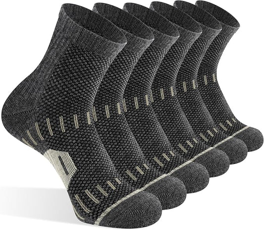 Copper Ankle Compression Socks for Men and Women(6 pairs), Breathable Arch Support Short Running Socks