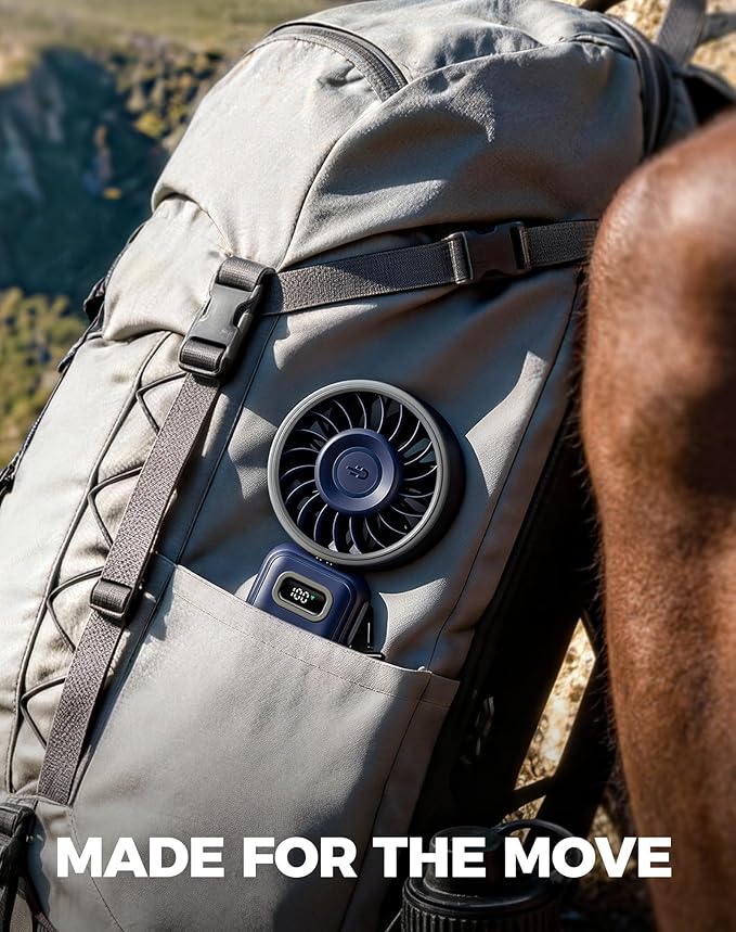Diveblues Portable Handheld Fan, 7.4m/s High Speed Turbo Fan, 180° Foldable 4-in-1 Personal Neck Fan Integrated Carabiner Clip, 100 Speed Stepless Control, USB-C Rechargeable, 12H Battery, Fanzy D6036