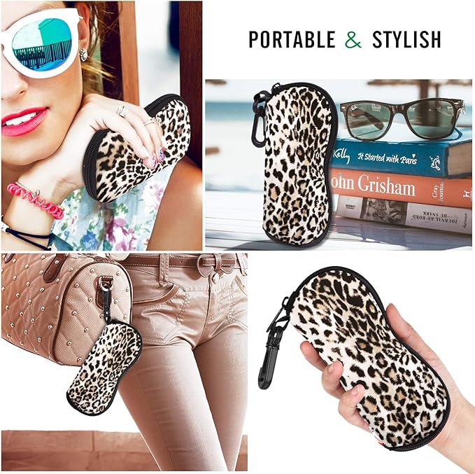 MoKo Sunglasses Soft Case Ultra Light Neoprene Zipper Eyeglass Case for Men Women