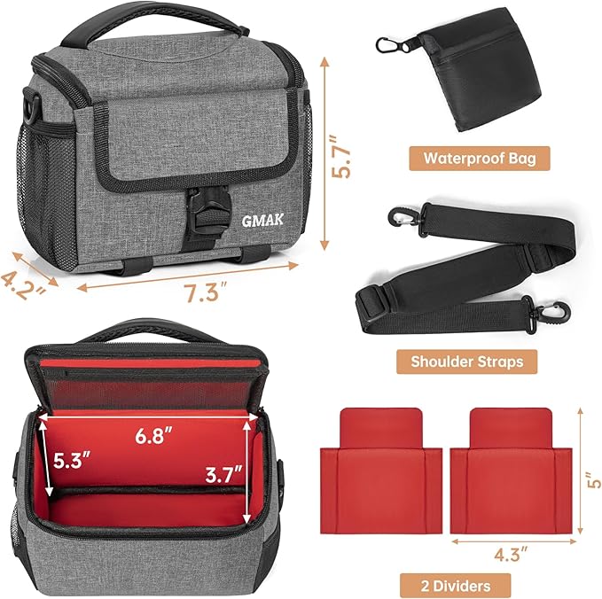 Camera Carrying Bag, Anti-Shock Camera Case Bag with Water-resistant Rain Cover Compatible for Canon EOS R50 M50 Powershot SX540 SX70, Nikon Coolpix L340 B700 P610, Panasonic LUMIX, Sony a6100 a6400
