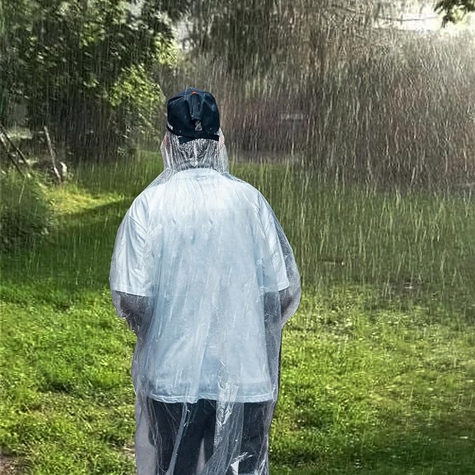 Ponchos Family Pack, Rain Poncho for Adults and Kids Disposable Emergency Rain Ponchos