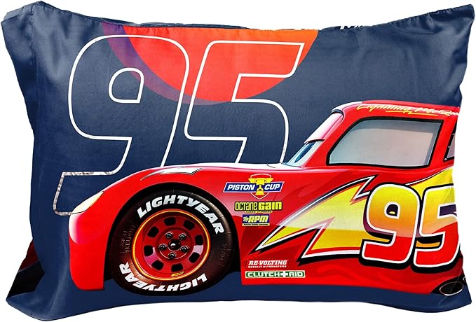 Jay Franco Disney Pixar Cars Sun Ride 1 Single Reversible Pillowcase Featuring Lightning McQueen- Double-Sided Kids Super Soft Bedding (Official Disney Pixar Product)