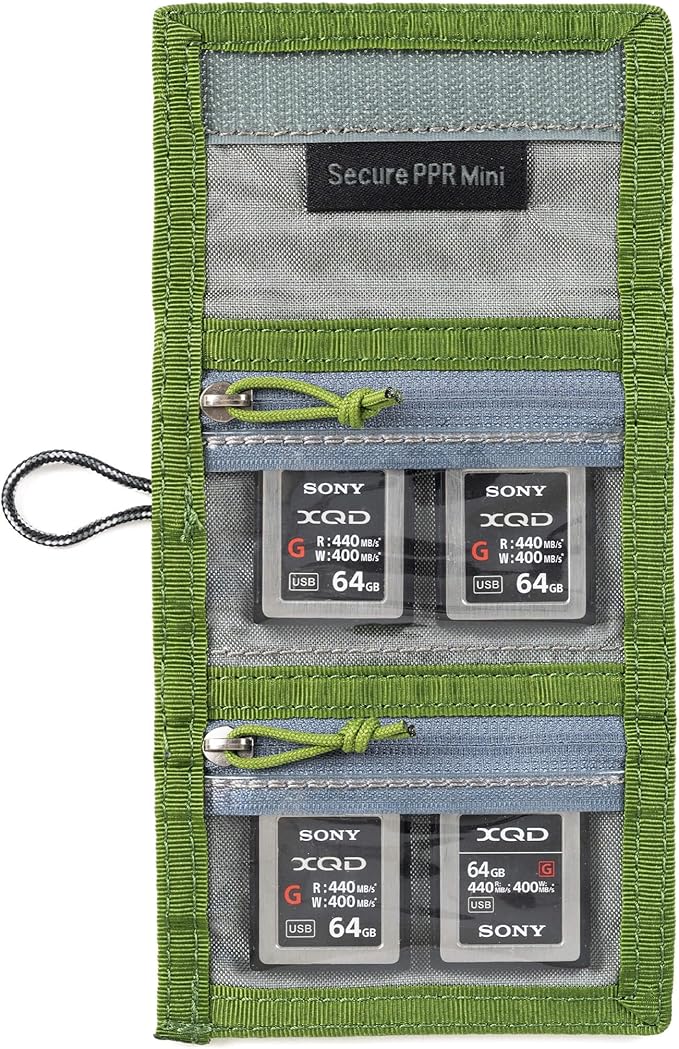 Think Tank Secure Pixel Pocket Rocket Mini Folding Wallet for 4 CFast or 4 CF Express Type B Memory Cards (Highland Green)