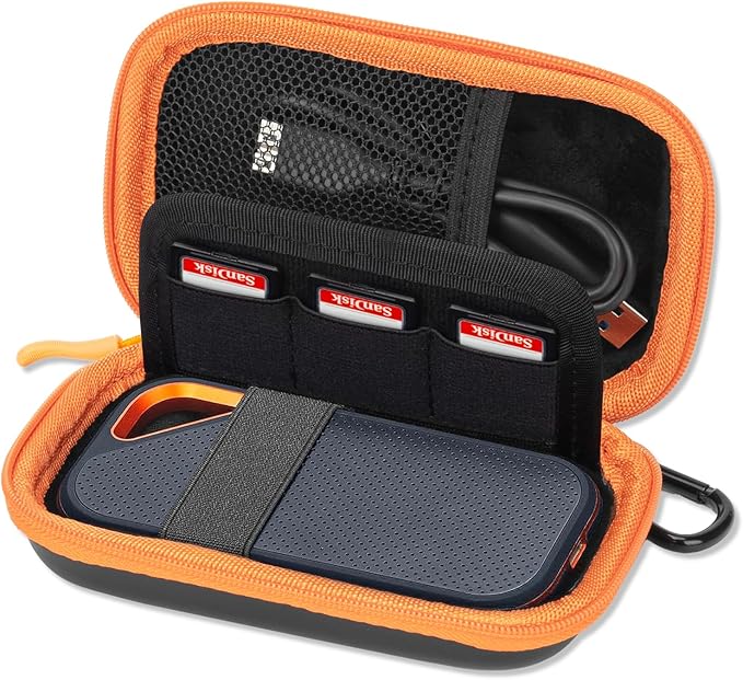 Hard Case for SanDisk Extreme Pro/SanDisk Extreme Portable External SSD 2TB 1TB 500GB 128GB, Memory Card SD SDXC SDHC Card Holder Organizer, External Hard Drive Case Protective Cover Storage Bag