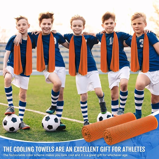Hosuly 6 Pack Cooling Towels 40" x 12" Sport Towels, Cooling Rag for Neck and Face Ice Breathable Chilly Portable Neck Wraps for Yoga(Orange)