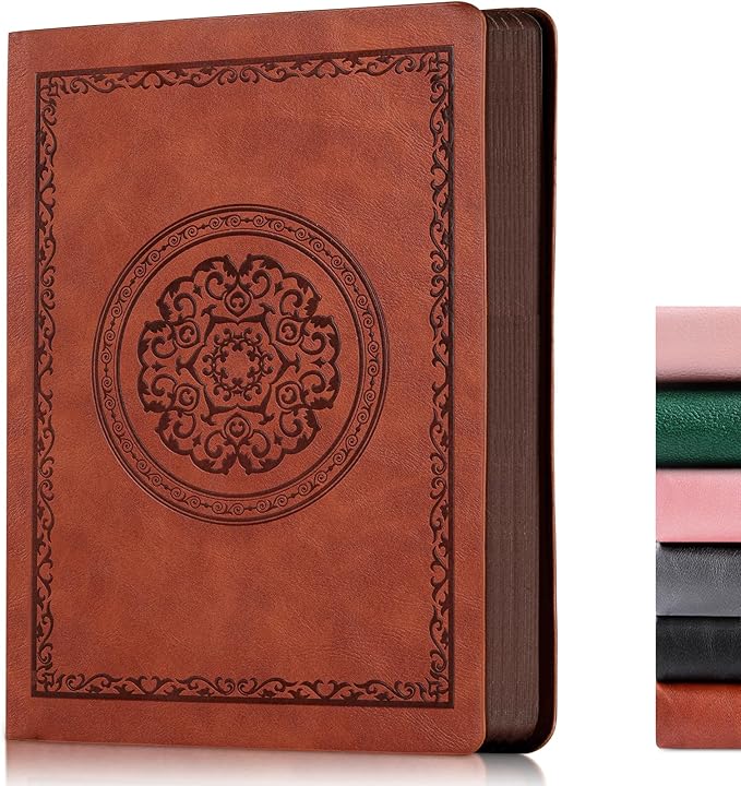 Fetinar 2026 Leather Vintage Journal Notebook,300 Pages,Leather Softcover Lined Journal Notebooks for Women Men,Notebook Journals for Writing Travel,Business,Office,7.1'' X 9.8''