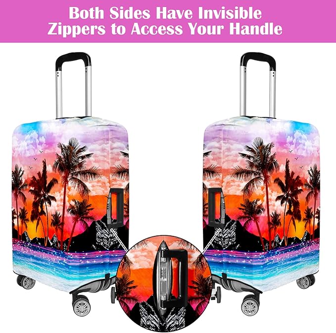 Luggage Covers for Suitcase Elastic Suitcase Covers Luggage Protector Anti-scratch Fits 28-30 Inch Sunset Coconut Tree