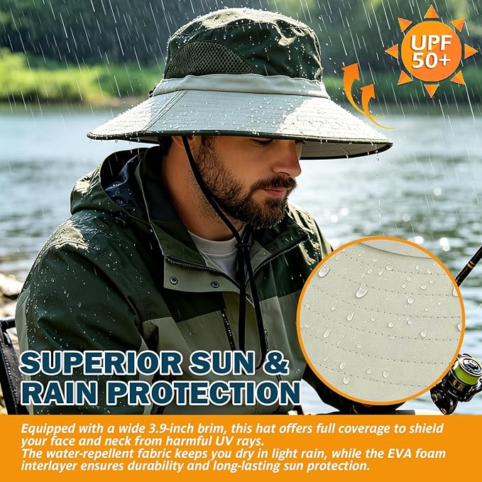 EINSKEY Wide Brim Sun Hat, UPF 50+ UV Protection Waterproof Packable Bucket Hat for Men & Women, Fishing Hiking Beach Garden
