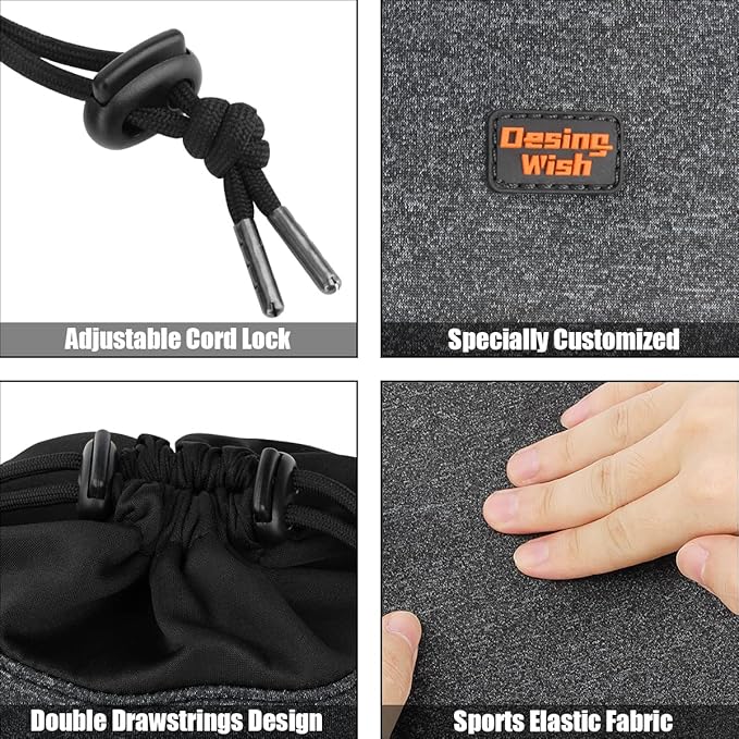 Headphone Storage Bag, 2 Pack Lightweight Headphone Carrying Pouches Headset Case Bag Travel Pouch for Headsets Overhead Headphones Neckband Earbuds (Large Black, Large Grey)