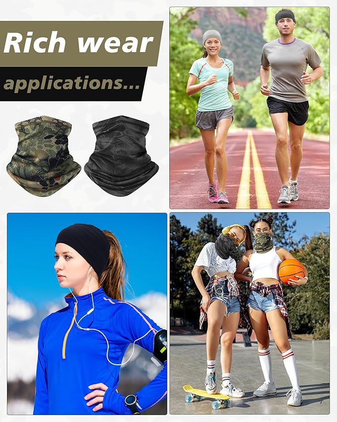 Cuffbow 12 Pack Neck Gaiters Face Mask Balaclava for Men Women Cooling Neck Gaiter Summer UV Protection Scarf