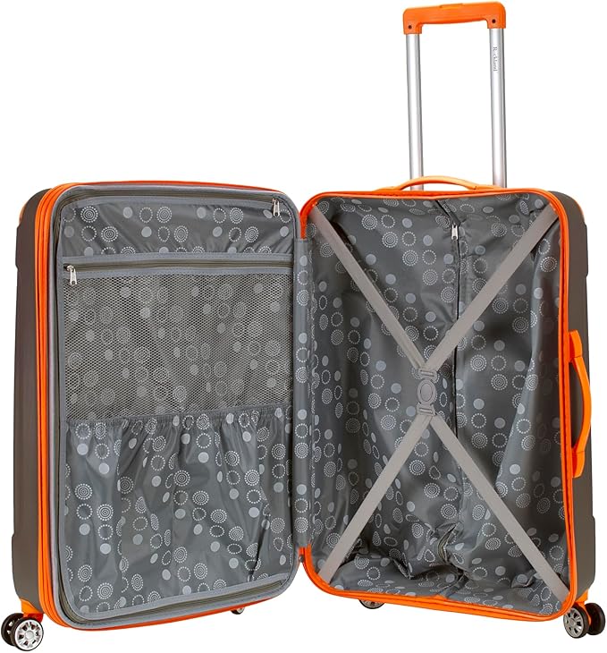 Rockland London Hardside Expandable Spinner Wheel Luggage, Checked Large 28", Charcoal