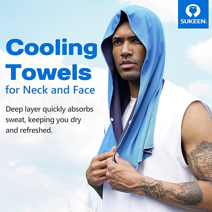 Sukeen Cooling Hoodie Towel, Absorbent Quick-Drying Cooling Towels for Neck and Face, UV Sun Protection Cooling Neck Wraps Sport Head Cooling Towel Hot Weather