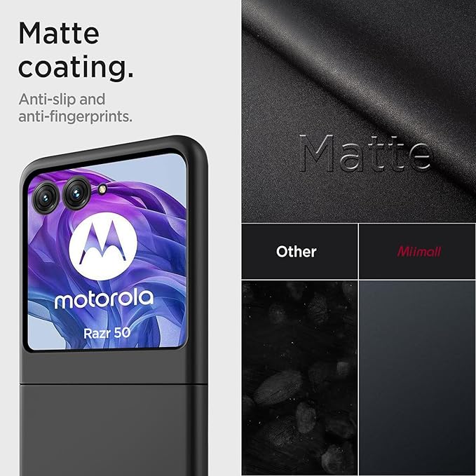 Miimall Slim fit for Motorola Razr 2024 Case with Screen Protector,Thin [Military Grade Shockproof][Camera Protection] Drop-Proof Hard Nonslip Rugged Grip Durable Cover,Razr 2024 Case,Black