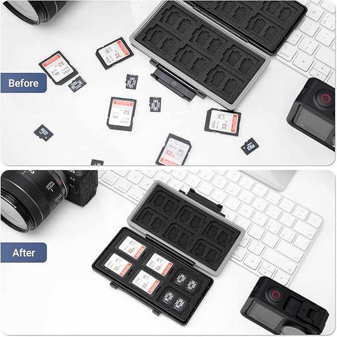36 Slots Memory Card Case Water-Resistant Anti-Shock Memory Card Wallet for 24 Micro SD SDXC SDHC TF Cards and 12 SD SDXC SDHC Cards