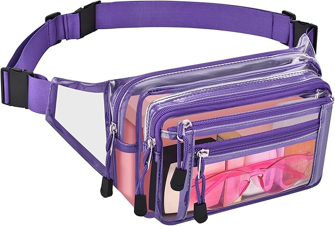 Clear Bag Stadium Approved Clear Fanny Pack for Women for Work,Multi-purpose Waist Bag for Travel & Sporting Event