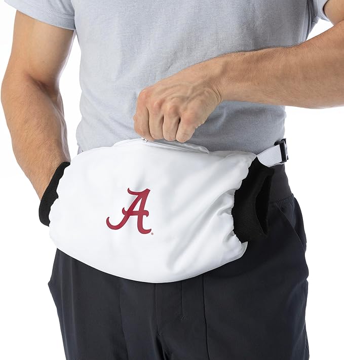 Northwest NCAA Alabama Crimson Tide Hand Warmer with Adjustable Waist Strap, Officially Licensed Cold Weather Hand Muff for College Sports, Outdoor Sports, Insulated Pocket, Polyester, 7 x 15 in