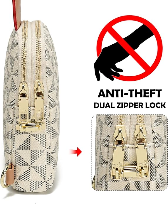 INICAT Anti Theft Crossbody Bag for Women, Small RFID Blocking Sling Purse with Zipper Lock for Travel, Vegan Leather