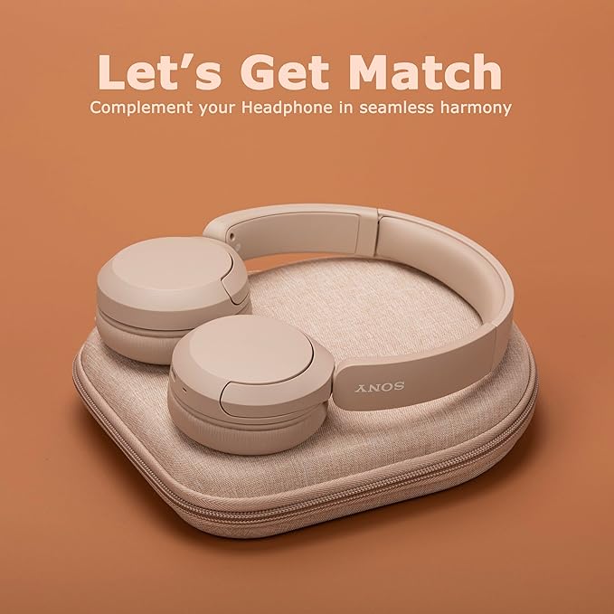 Ginsco Case Compatible with JBL Tune 510BT/520BT/500BT with Sony WH-CH520/510, Ultra-Slim Hard Shell Headphone Case for On Ear Headphones (Beige)