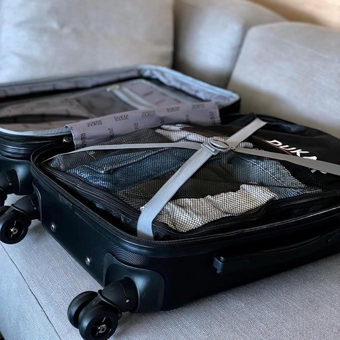 DUKAP INTELY Hardside Luggage Set with Spinner Wheel | Spacious Traveling Suitcase, Travel Suitcases with TSA Lock and Ergonomic GEL Handle | 2 Piece Set (20"/28") | Black