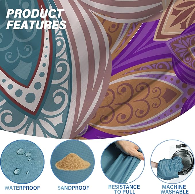 Famstar Beach Blanket Oversized Extra Large 78"X81"/10'X9',Waterproof Sandproof Beach Blanket 2-8 Adults Lightweight Durable for Travel Camping Hiking Picnic