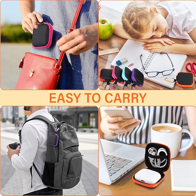 Paterr 30 Pack Square Earbud Case Multicolor Pouch Portable Earbud Storage Holder Small Headphone Carrying Case with Clip for Earpieces Memory Card Camera Chips Storage