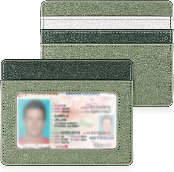 FINTIE Slim Minimalist Front Pocket Wallet, RFID Blocking Credit Card Holder Card Cases with ID Window for Men Women, gradient green