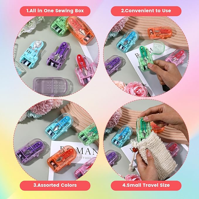10pcs Travel Sewing Kit, Pocket Bulk Mini Sewing Kit Travel for Adults Emergency Sewing Kits Basic, Hand Portable Small Sewing Kits Travel Size Sewing Supplies and Accessories for Traveler Hotel