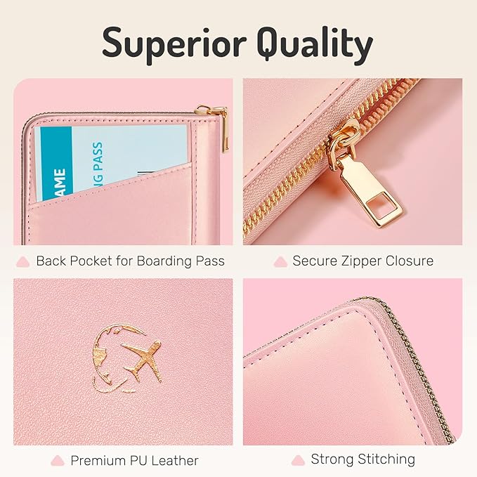 Forvencer Passport Holder Cover with Safe Zipper Closure, Premium Passport Wallet for Travel, Cute RFID Blocking Card Case, Waterproof Travel Accessories for Women, Mint Green