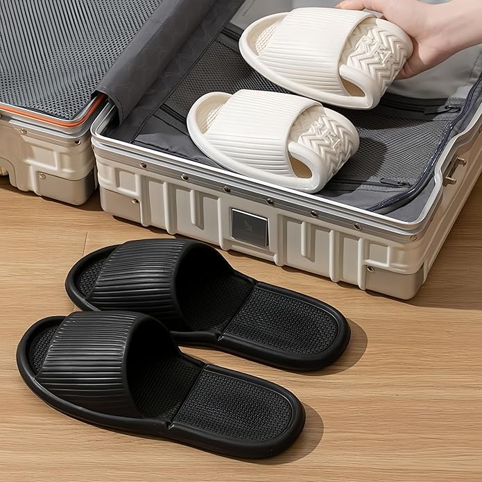 Shower Shoes Travel Foldable Portable Non Slip Slippers for Hotel Guests Swimming Spa Unisex Men Women Lightweight EVA Bathroom Slides Quick Drying Water Resistant Footwear