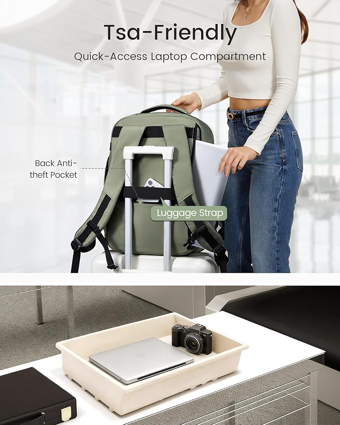 LOVEVOOK 40L Travel Backpack for Women, Airline Approved Carry On Luggage with 3 Cubes Accessories, TSA Personal Item Travel Cruise Essentials, Waterproof Weekender Overnight Bags fits 17" Laptop