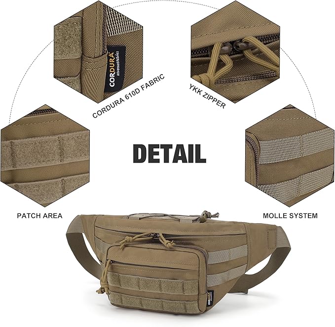 Mardingtop Tactical Fanny Pack for Men, Military Crossbody Waist Bag Utility Hip Belt Bumbag for Outdoor Travel,Hiking,Running,Walking,Fishing,EDC