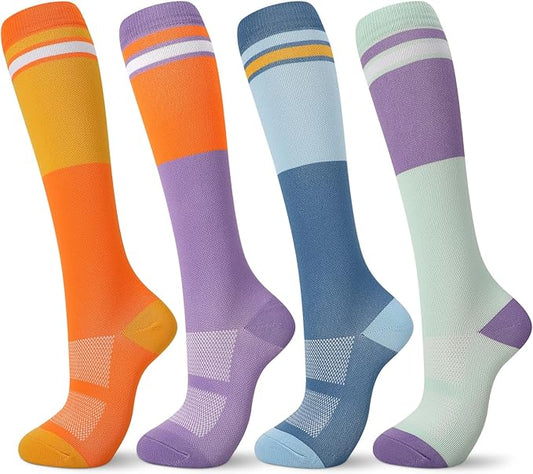 Compression Socks for Women Men Knee High Comfort Circulation Support Socks for Athletic Running Cycling Travel
