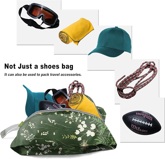 BeeGreen Ocean Shoe Bags 6 Pack for Travel with Handle as Packing Organizers for Suitcase and Luggage | Portable Nylon Storage Accessories for Vacations,Gym,Sport,Essential Gifts for Women and Men