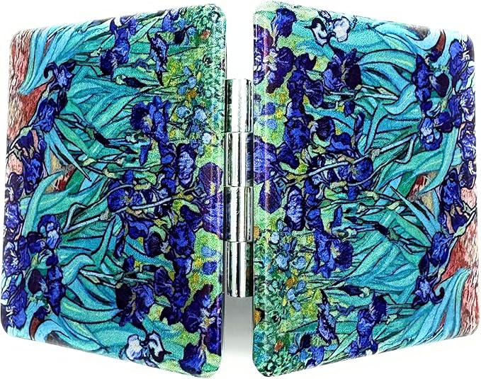 Compact Mirror Square Irises Van Gogh Pocket Mirror for Women Small Travel Mirror Magnifying Floral Purse Mirror Compact Unique Gift for Women