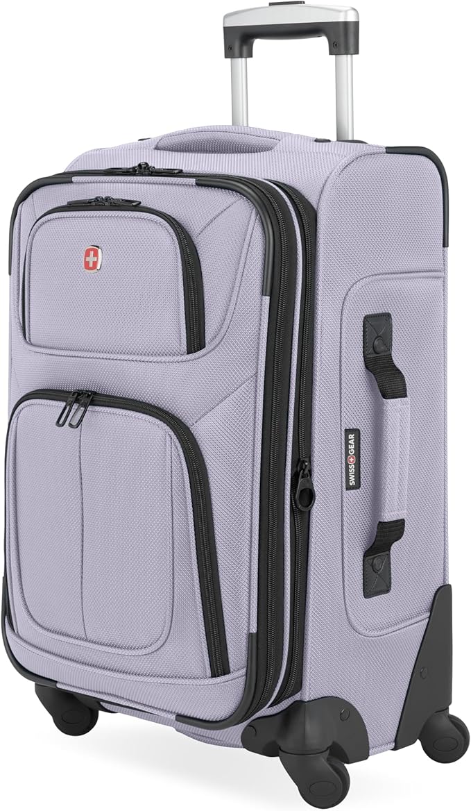 SWISSGEAR Sion Softside Expandable Spinner Luggage Durable Lightweight Travel Suitcase, Evening Haze, Carry-On