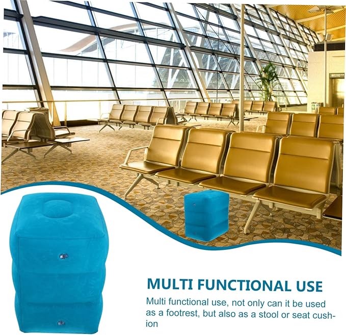 Gadpiparty Airplane Foot Rest Pillow Inflatable Leg Pillow Travel Essential Soft PVC Material Multi-use Footrest