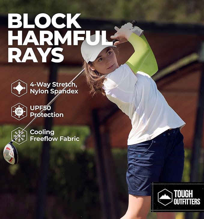 Tough Outdoors UV Arm Sleeves for Men Women - Sun Protection Sleeves - Compression Golf Baseball Cooling Tattoo Arm Sleeve