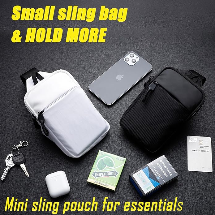 USHAKE Mini Sling Bag for Men Women - Small Crossbody Bag Casual Phone Chest Bag for Hiking Traveling Gifting