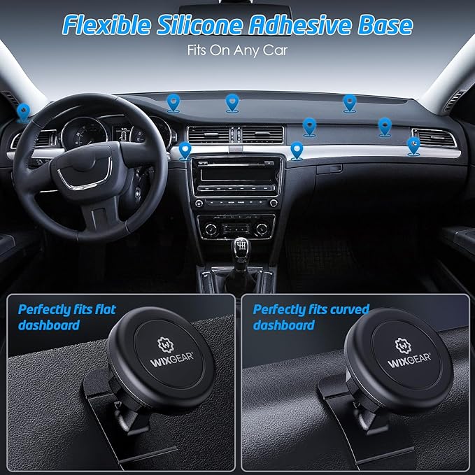 Magnetic Car Mount [2-Pack] - Universal Stick-On Dashboard Magnetic Phone Holder for Car, Strong Magnet Mount for Cell Phones & Mini Tablets with Swift-Snap Technology