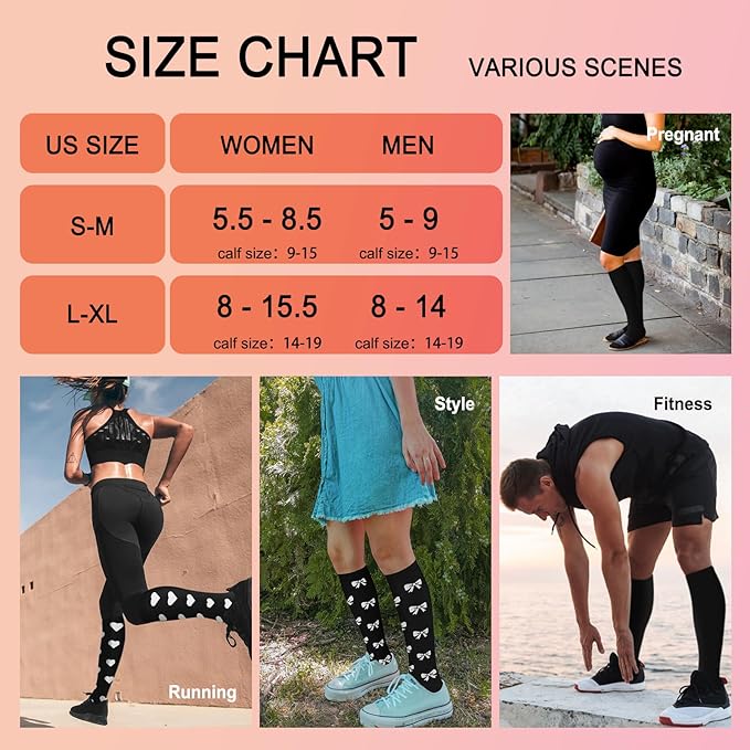 4 Pairs Compression Socks for Women Circulation-Best Support for Nurses,Running,Athletic,Travel
