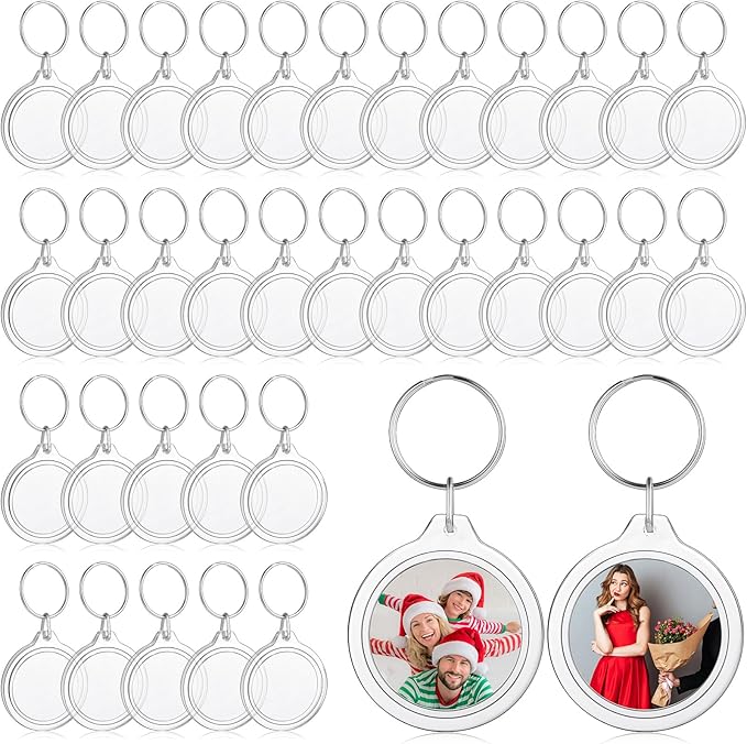MTLEE 150 Pcs Photo Insert Keychain Clear Acrylic Picture Keychains Picture Frame Blank Photo Insert Keyring
