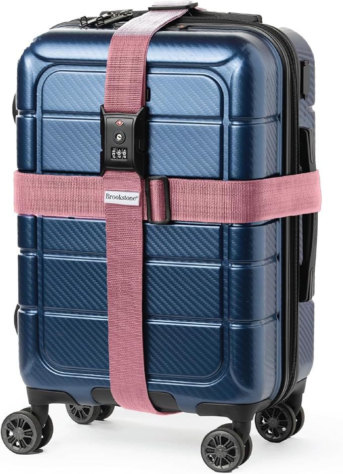 Brookstone Luggage Strap - 2-in-1 TSA-Approved Expandable Luggage Straps for Suitcases with Keyless 3-Digit Combination Lock, Size One Size, Lilac Ice
