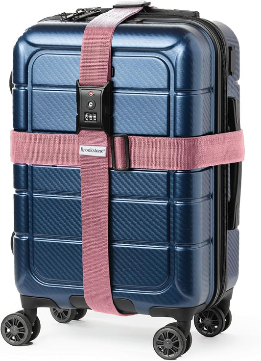 Brookstone Luggage Strap - 2-in-1 TSA-Approved Expandable Luggage Straps for Suitcases with Keyless 3-Digit Combination Lock, Size One Size, Lilac Ice