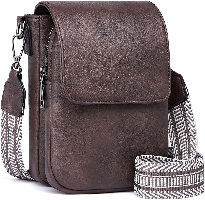 POIUGOYA Crossbody Bags for Women,Small Crossbody Purse with Triple Compartments,Cell Phone Wallet with Card Slots for Travel | Small