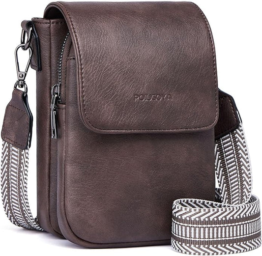 POIUGOYA Crossbody Bags for Women,Small Crossbody Purse with Triple Compartments,Cell Phone Wallet with Card Slots for Travel | Small