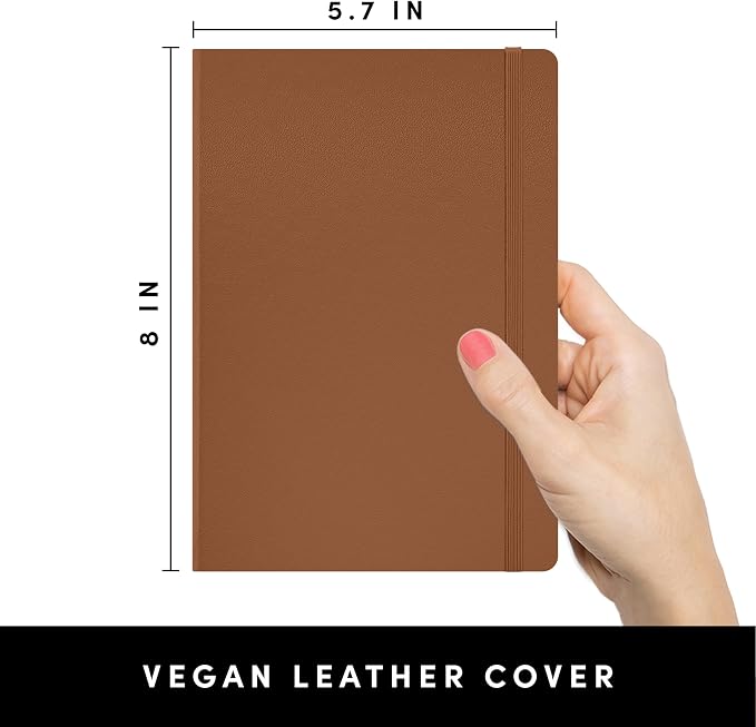 PAPERAGE Lined Journal Notebook, Hardcover Journal for Women & Men, 160 Pages, (5.6 in x 8 in), College Ruled Journaling Notebook for Work, School Supplies & Note Taking, (Cognac)